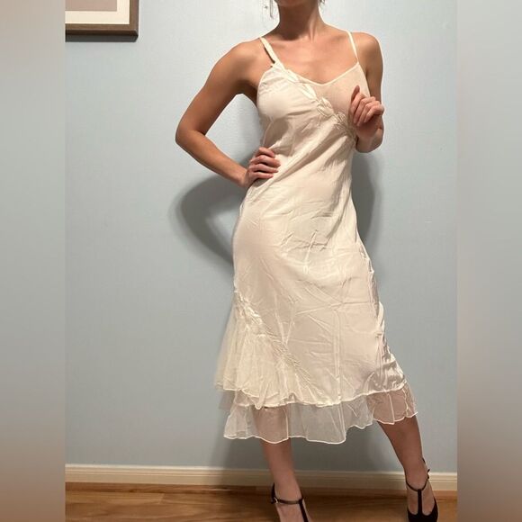 Thea Tewi Lingerie 40s Ivory Nightgown Slip Size 32 Hollywood Glam Wedding - Picture 4 of 16